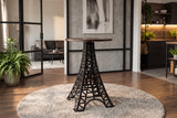 Bar table PARIS LOFT 105cm Eiffel Tower design mango wood dark brown black