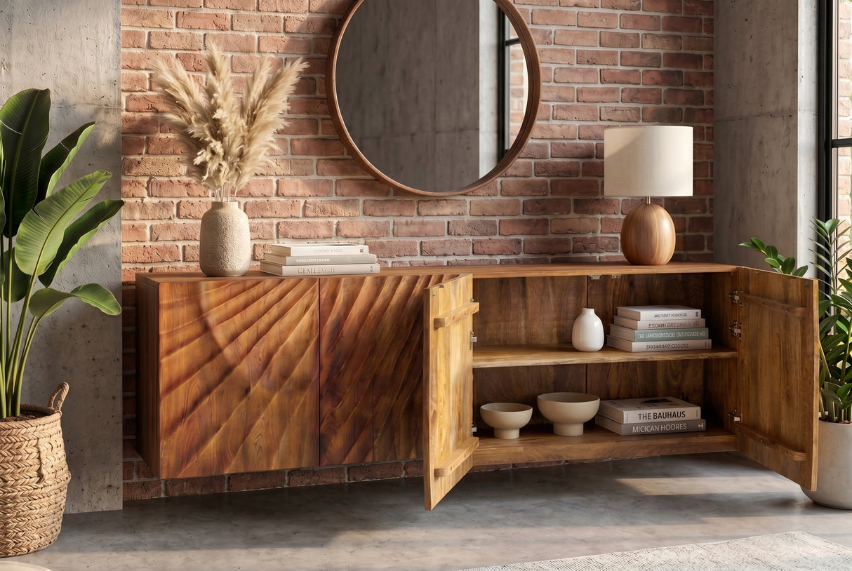 Sideboard SCORPION 180cm 3D hanging mango wood brown