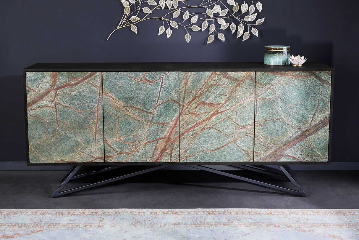 Sideboard MONTAIN SOUL 175cm Akazie Natursteinoptik schwarz natur bunt