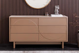 Sideboard SAVOY 150cm 3D natural w/ travertine marble ceramic top