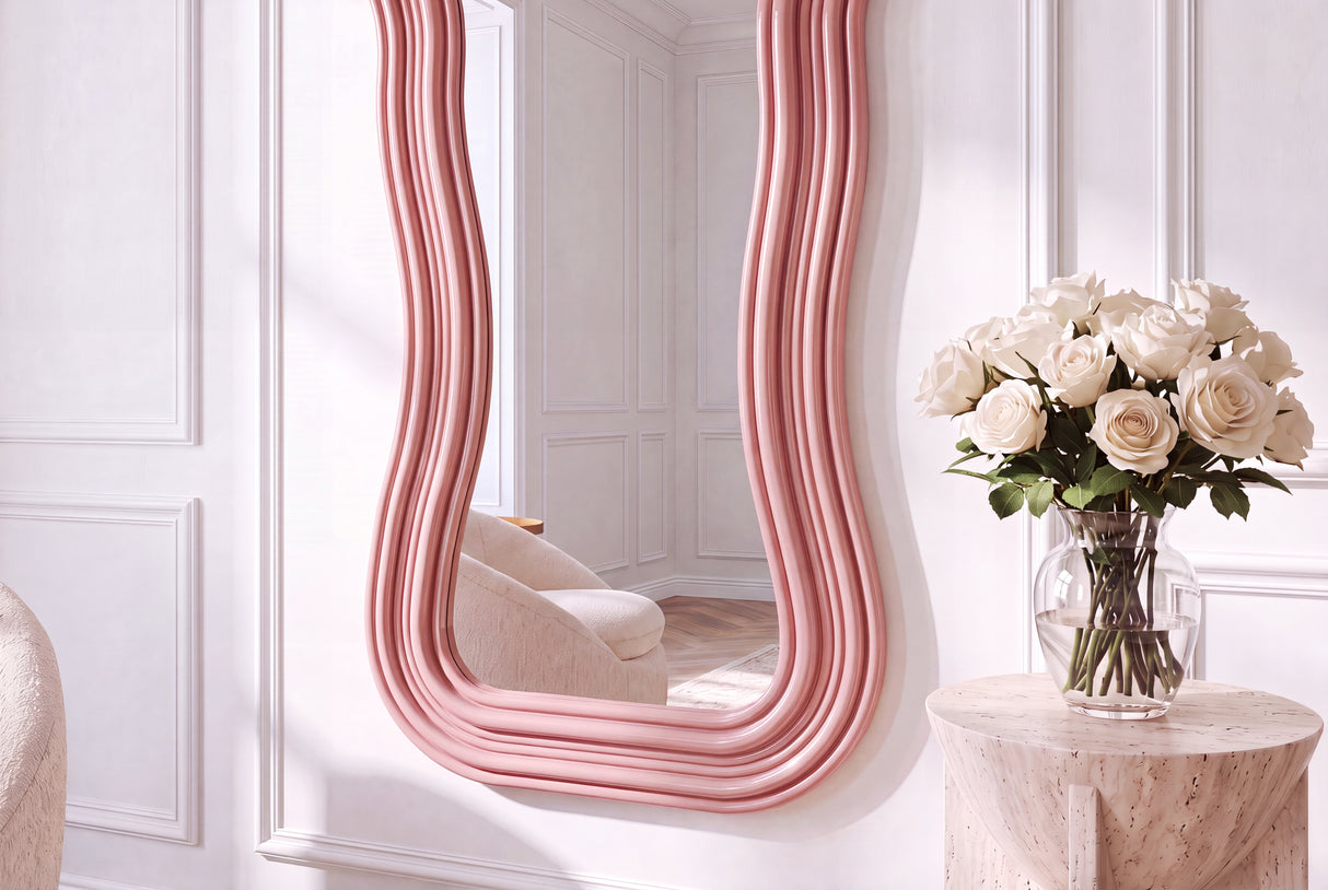 Wall mirror ALICE II 100cm pink