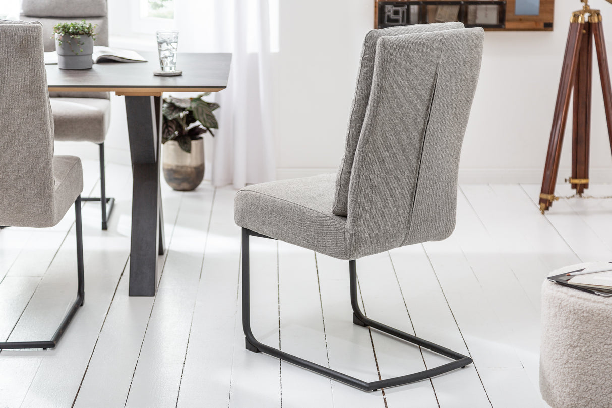 Cantilever chair COMFORT textured fabric light grey