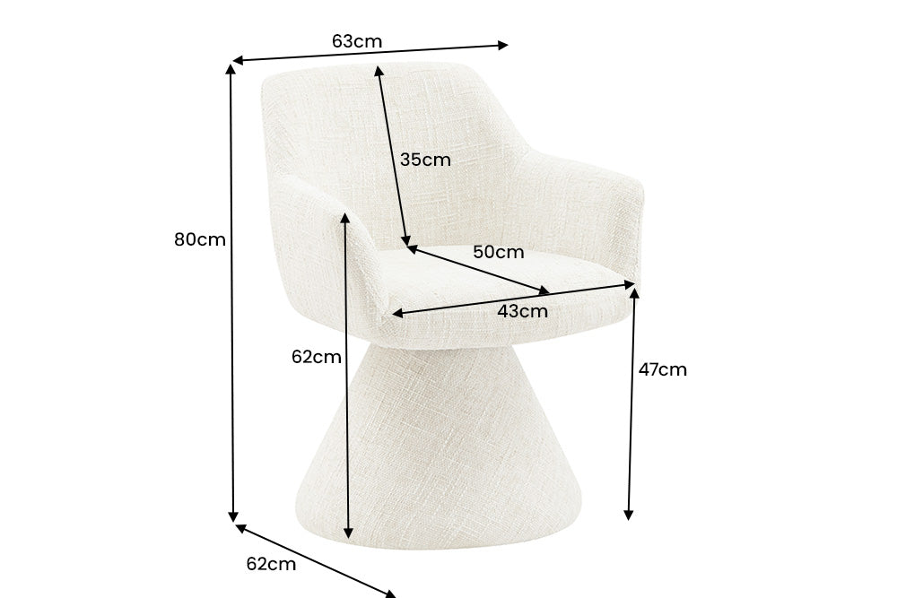 Swivel chair AMBIENTO 180° w/ armrests chenille fabric grey auto-return