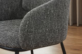Chair FLORENZ w/ armrests textured fabric grey and black metal frame