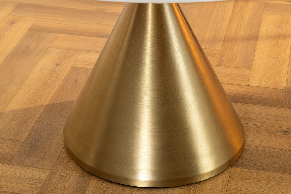 Esstisch ELEGANCIA 130cm rund Gestell gold weiß Marmoroptik