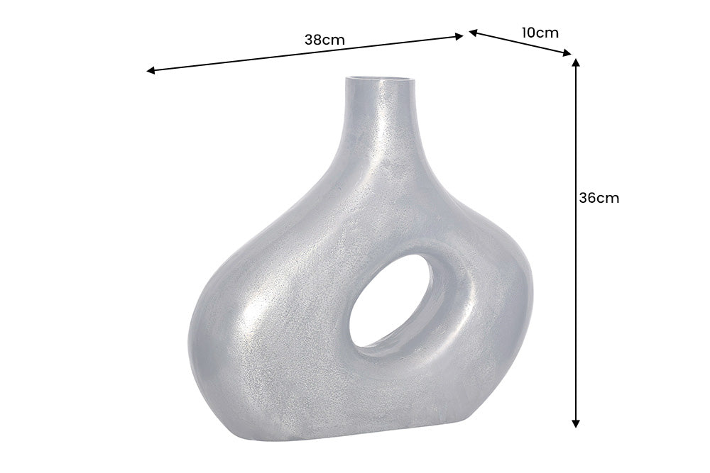 Vase RING 40cm metal dark grey handmade