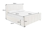 Bett PRESTIGE 180x200cm Bouclé cremefarben mit Stauraum