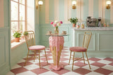 Bistro bar table ICE CREAM 75cm w/ tempered glass pink beige
