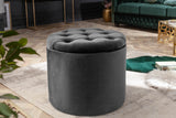 Hocker MODERN BAROCK STORAGE 50cm samtgrau