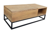 Coffee table MAKASSAR FUNCTION 110cm height adjustable mango wood natural creamy w/ storage space