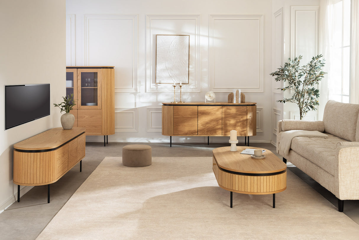 Sideboard ATELIER 160cm in natürlicher Eichenholzoptik mit schwarzen Beinen