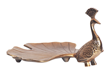 Platter WILDLIFE PEACOCK 40cm sculpture gold