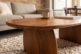 Coffee table SCULPTURA 110cm sculptural shape acacia wood brown
