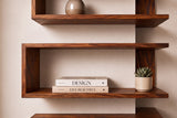 Corner shelf SURREAL 55/60/65cm set of 3 sheesham wood brown stone finish