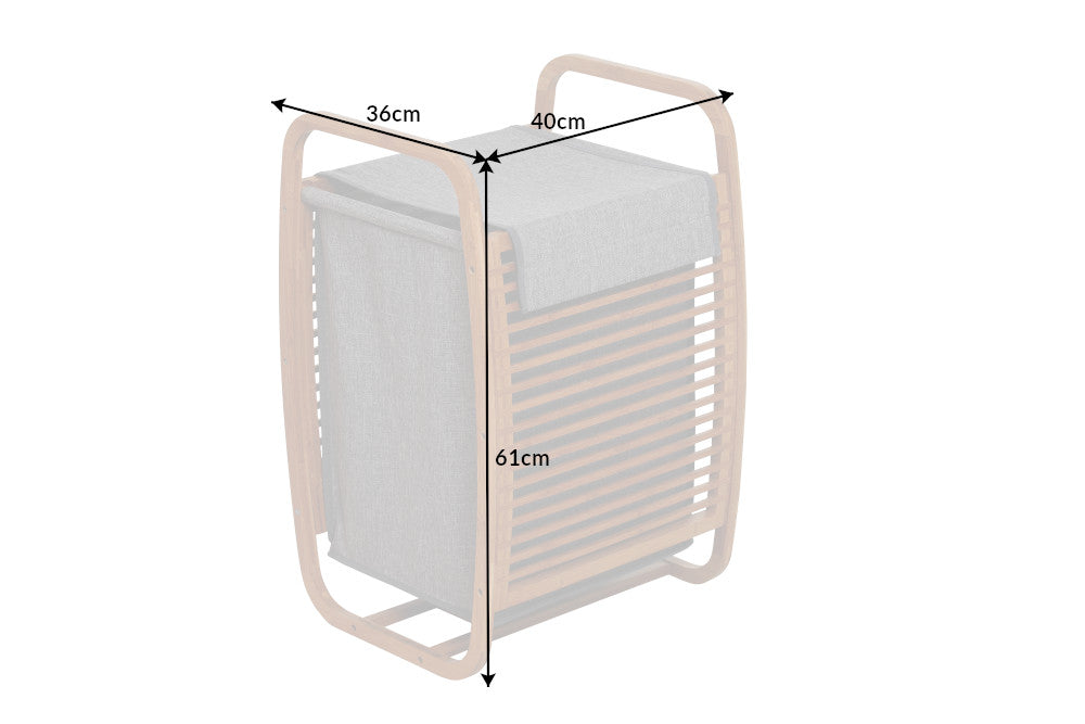Wäschekorb LAGOON SPA 60cm Bambus natur, herausnehmbarer Beutel grau