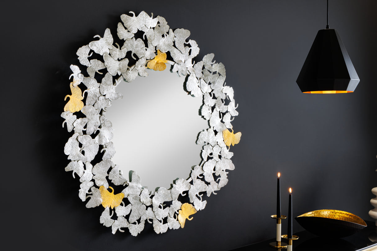 Wall mirror GINKGO LEAVES 95cm gold silver