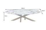 Dining table SCULPTURE 280cm oval bronze frame w/ ceramic top multicoloured marble look