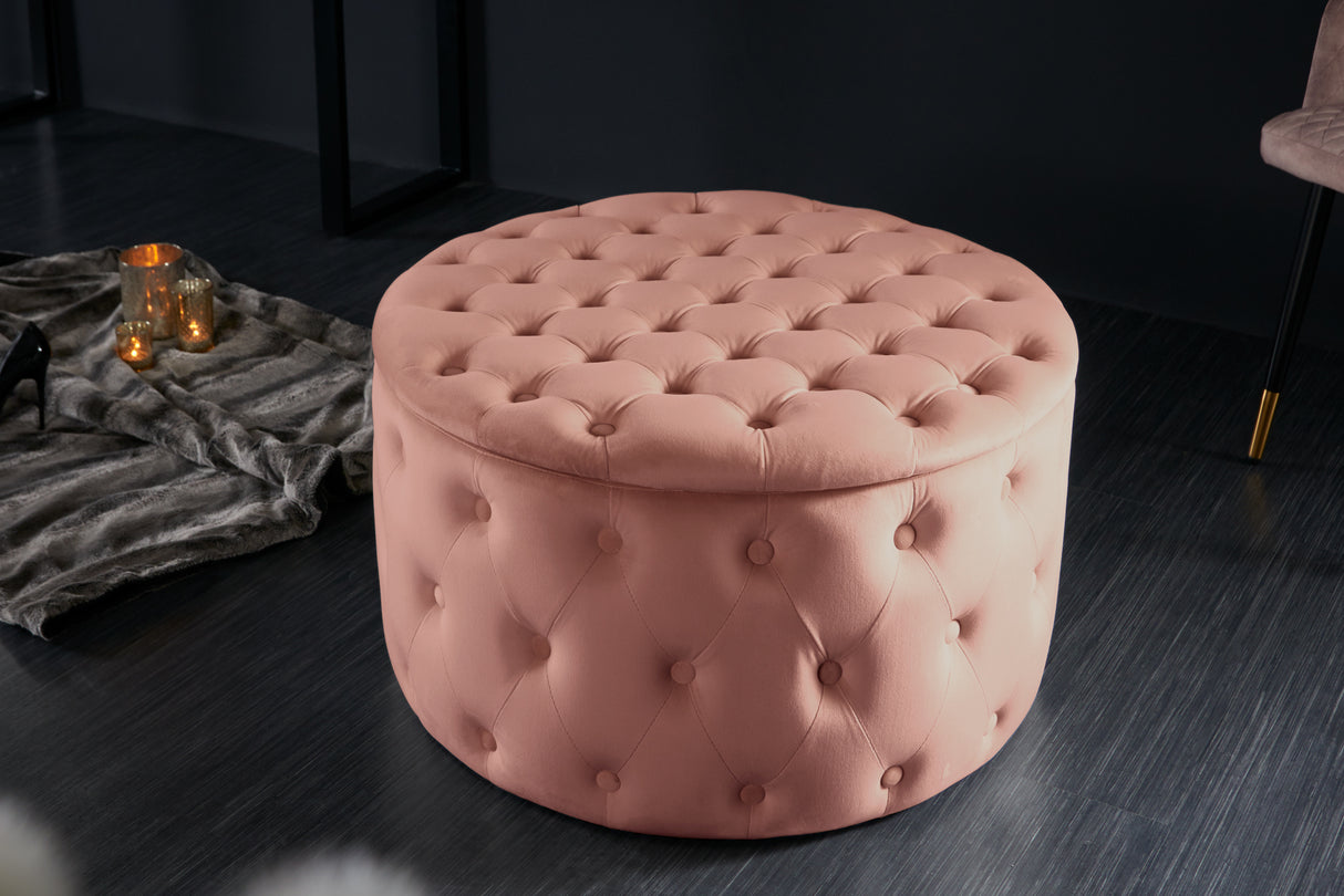 Stool MODERN BAROCK STORAGE 75cm dusky pink