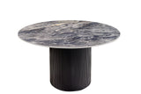 Dining table UNIQUE 120cm round dark frame ceramic grey marble top