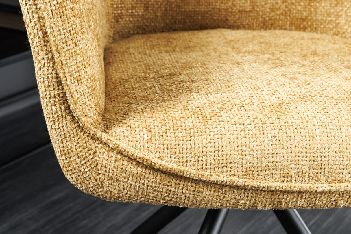 Swivel chair VERONA textured cloth mustard yellow