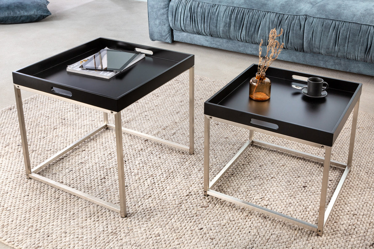 Side table ELEMENTS set of 2 with removable trays black