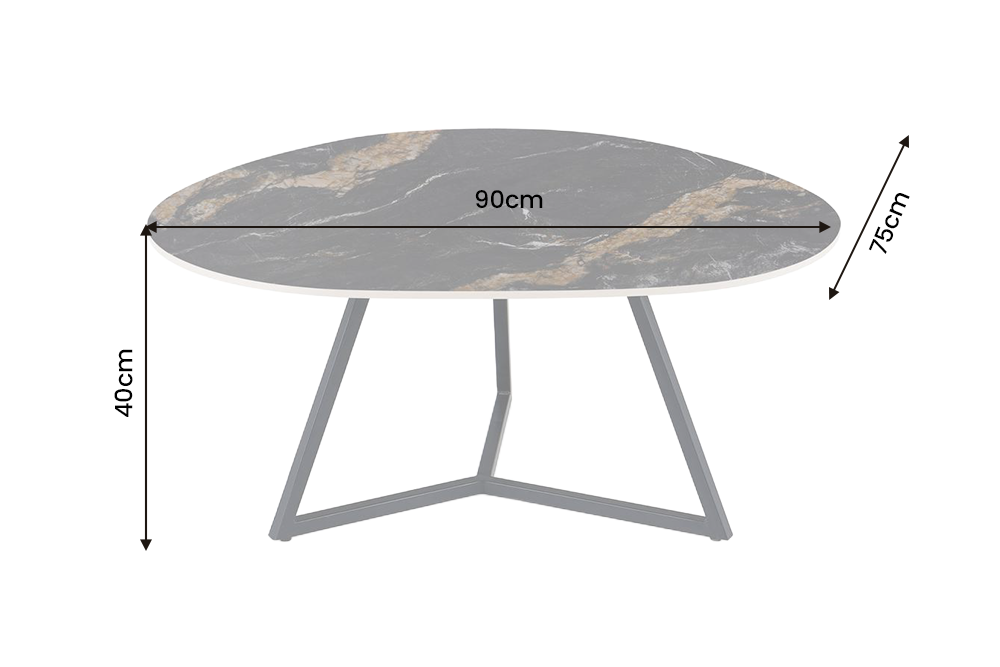 Couchtisch MARVELOUS 90cm Aurora Oro Keramik Schwarzgold Sand