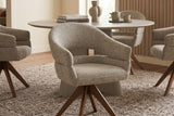 Swivel chair ORGANIKO 180° auto-return w/ armrests textured fabric taupe beige brown