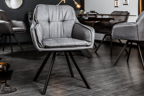 Swivel chair LOUNGER 180° with armrests microfibre grey