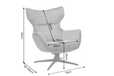 Armchair VOGUE 360° rotatable w/ tilt function velvet grey black metal frame