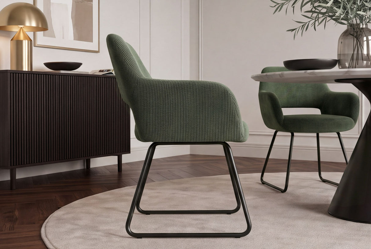 Chair MUSTANG with armrests cord green