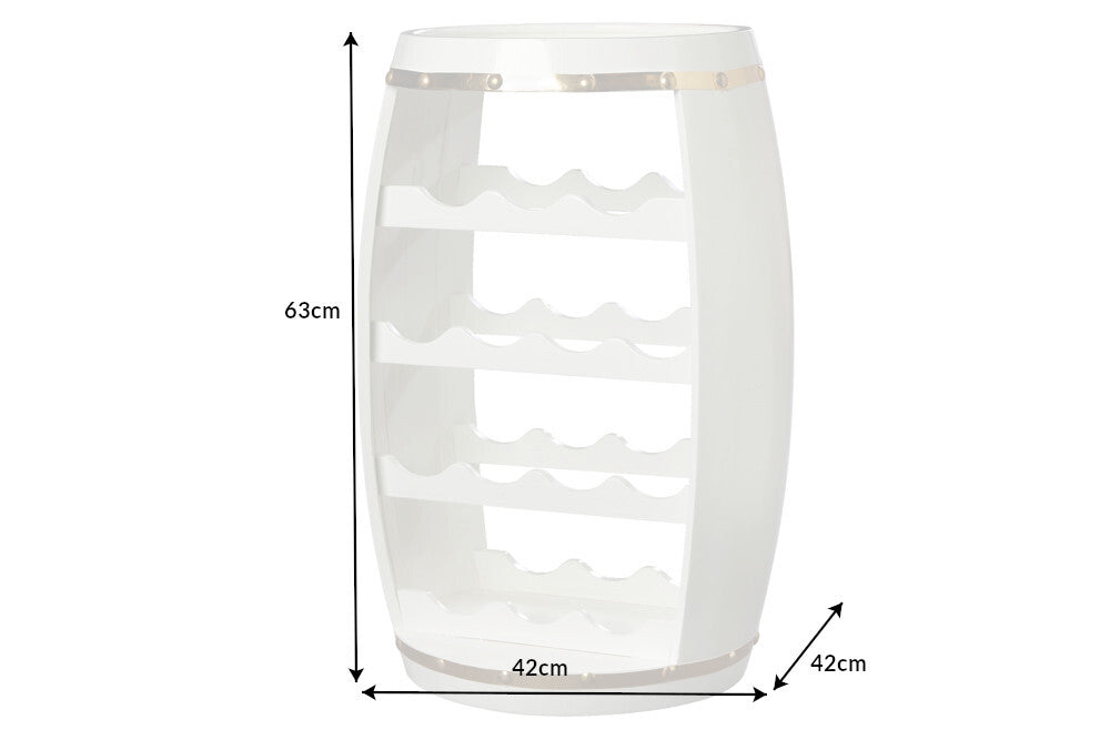 Weinfass BODEGA 60cm für 14 Flaschen Kiefernholz weiß