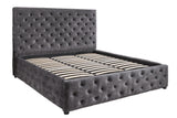 Bett PARIS 180x200cm CHESTERFIELD-Look Samt grau mit Stauraum