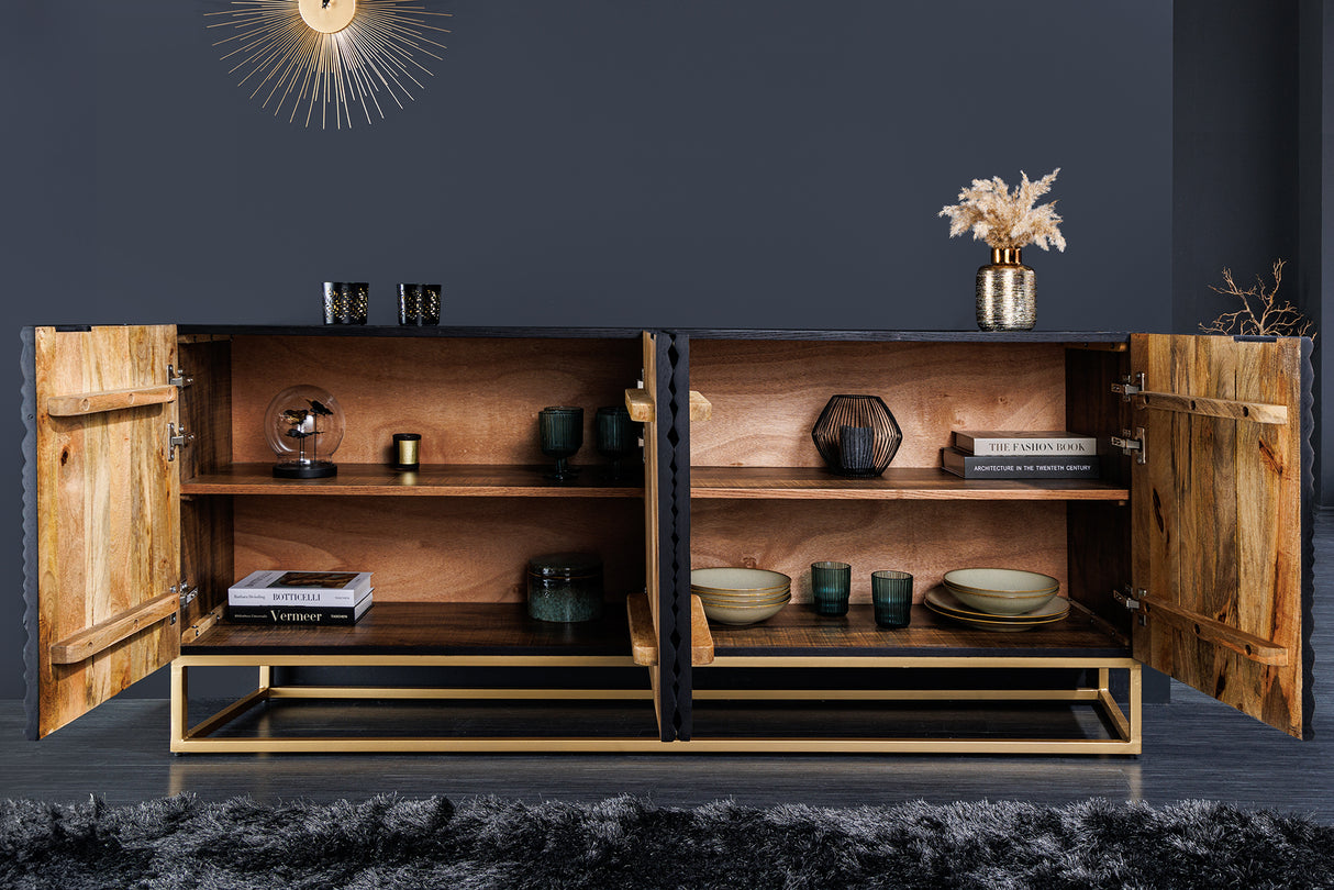 Sideboard ILLUSION 180cm 3D mango schwarz