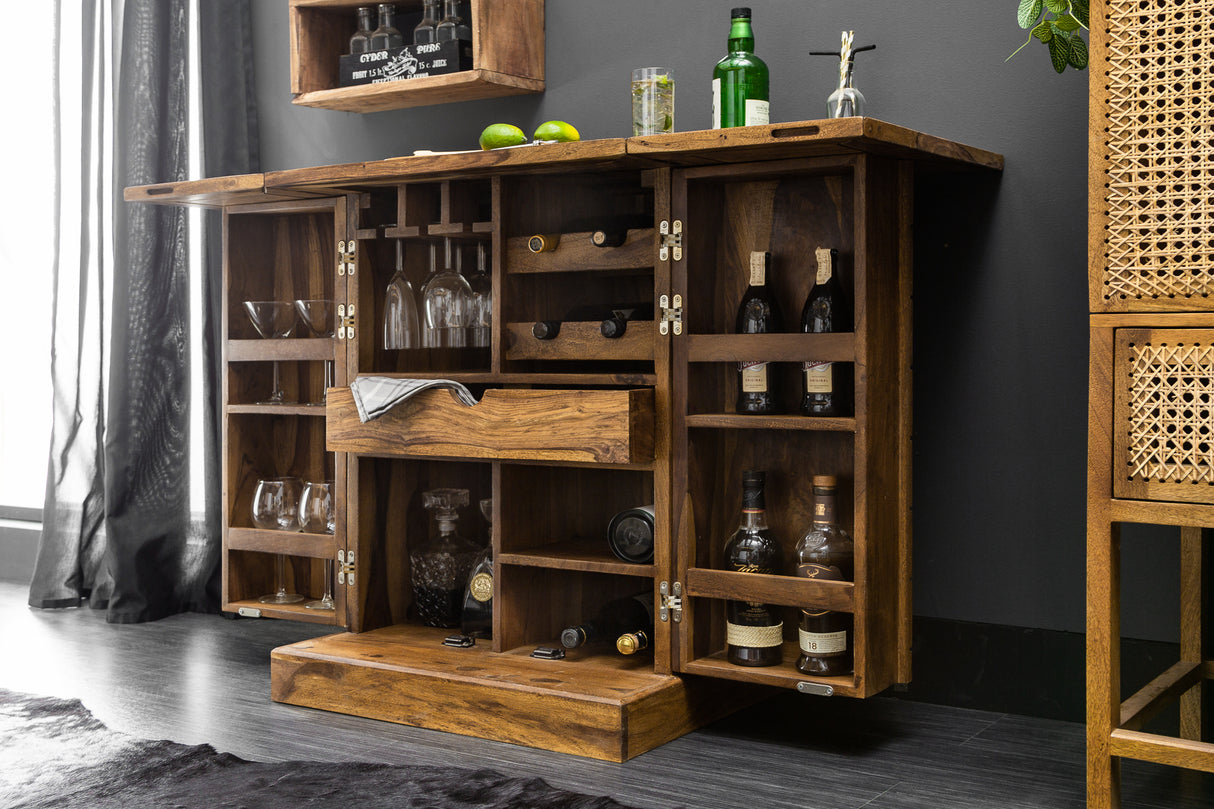 Bar cabinet MOSAICO 130cm sheesham wood natural