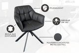 Swivel chair PAPILLON rotatable 180° with armrests leather black