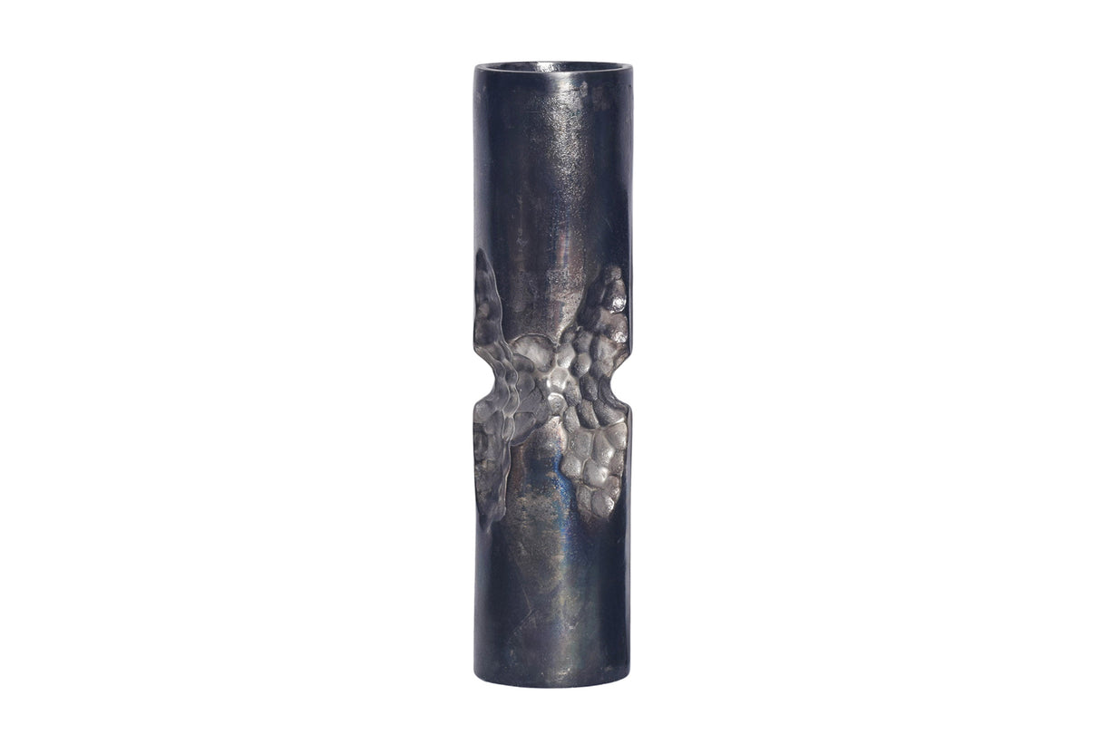 Vase PRECIOUS 50cm hammer stroke effect black silver