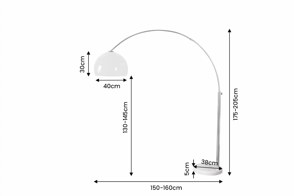 Floor lamp BIG BOW 175-205cm white w/ marble base