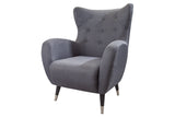 Wing chair DON anthracite w/ silver caps flat woven fabric