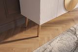 Sideboard AURUM 180cm textured front gold circle accent mango wood white gold metal feet