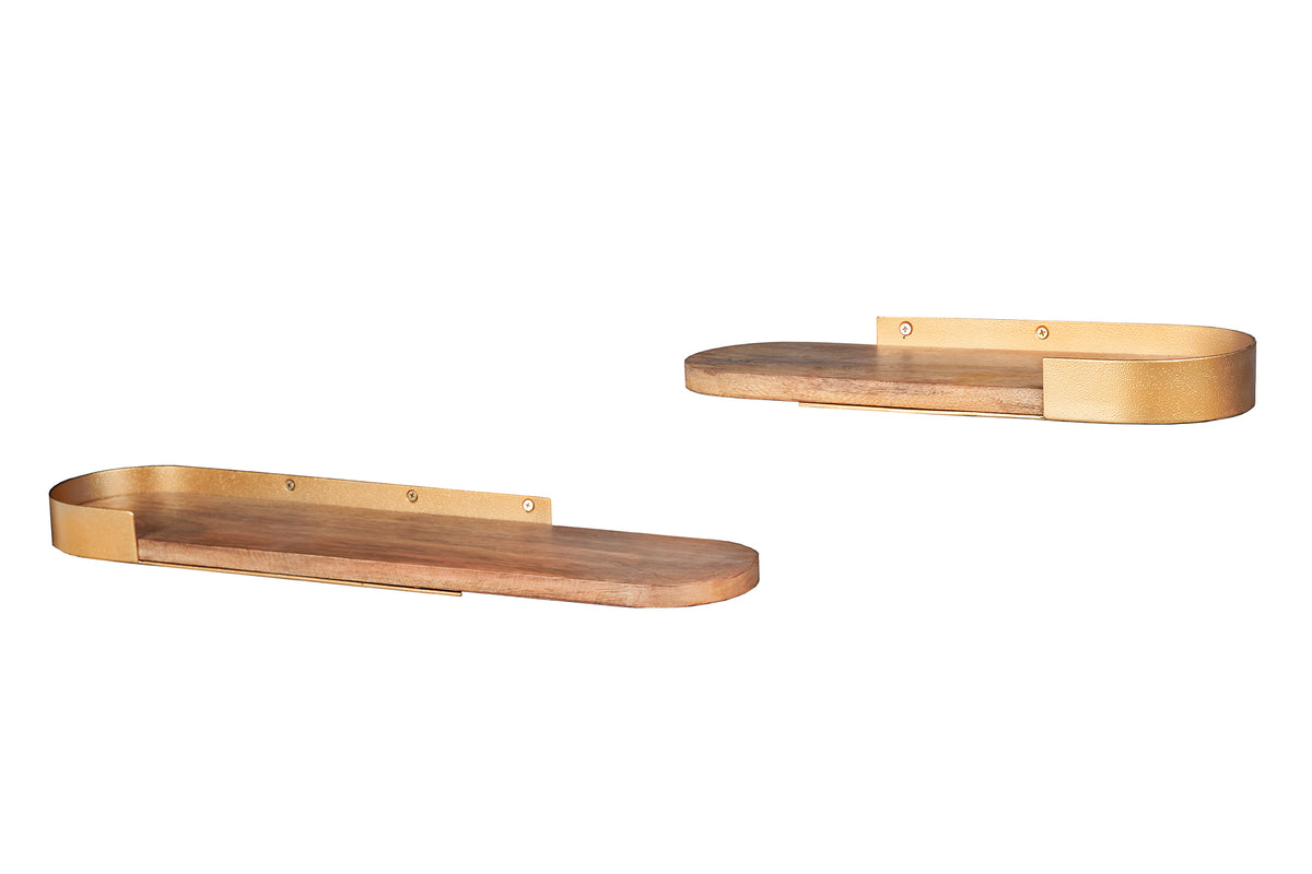 Nástěnná police PURE NATURE 40-60cm sada 2 ks mango