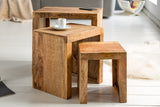 Side table MAKASSAR 29-45cm set of 3 mango wood natural