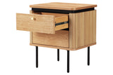 Bedside table ATELIER 55cm natural oak wood look w/ black legs