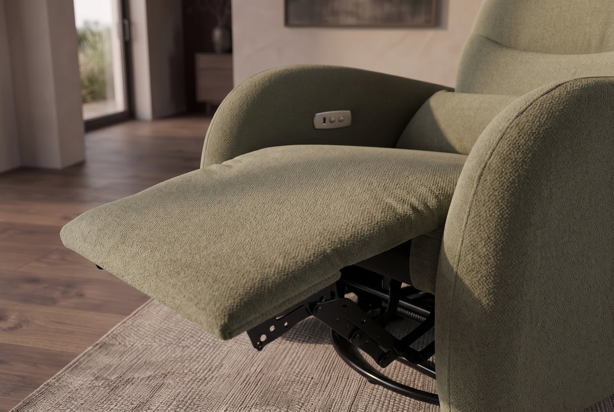Kinosessel PRIORITY 360° drehbar elektrisch verstellbar mit USB-Anschluss Strukturstoff grün