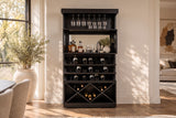 Bar cabinet SCORPION 160cm w/ mirror mango wood black