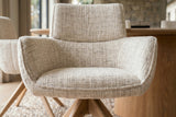 Swivel chair UNIQUE 180° auto-return w/ armrests chenille fabric beige natural