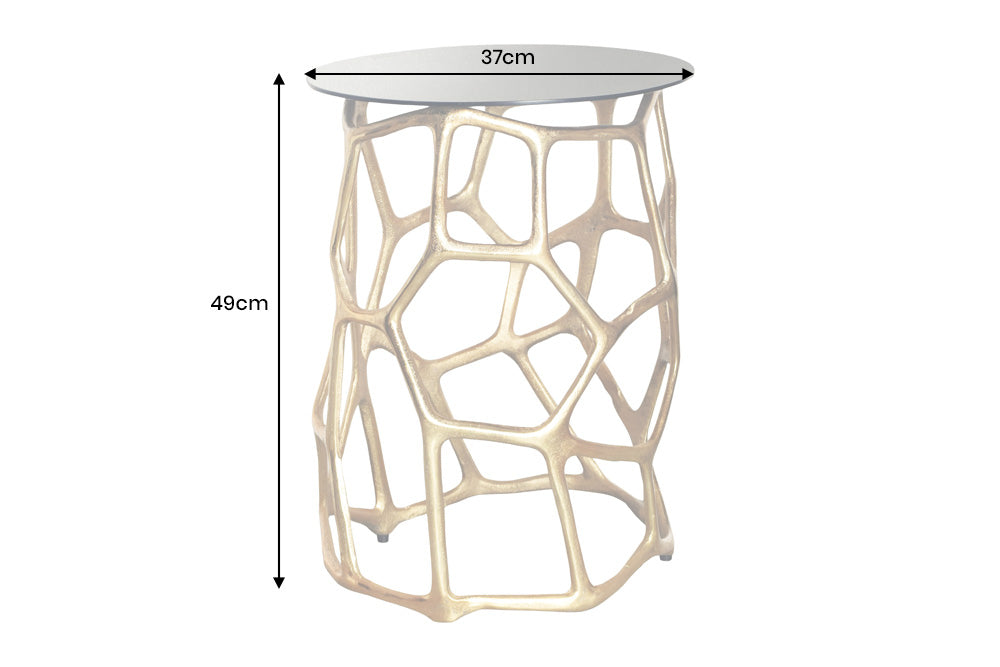 Side table LIQUID GEOMETRIE 50cm tempered black glass gold