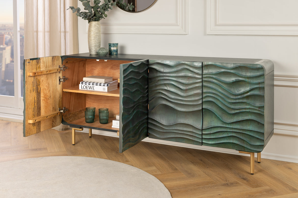 Sideboard WAVE 160cm turquoise mango wood