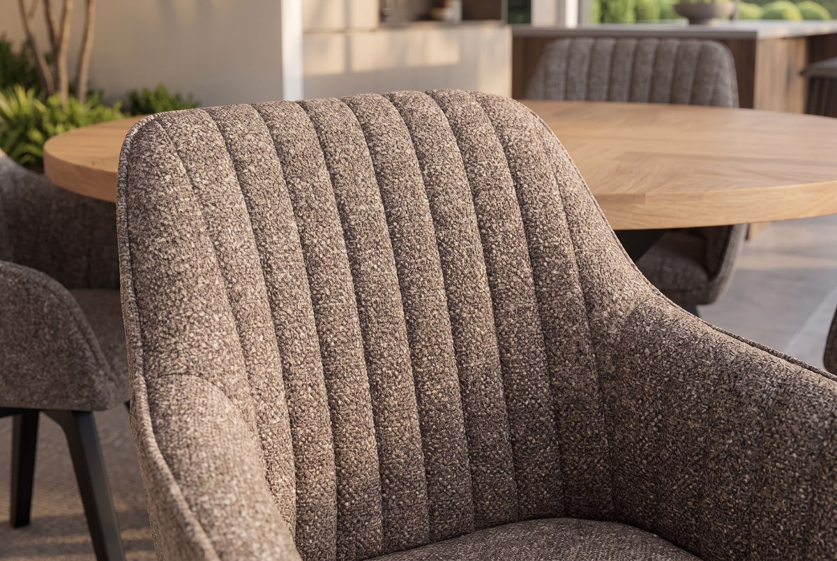 Swivel chair LIVORNO 180° auto-return w/armrests microfibre taupe