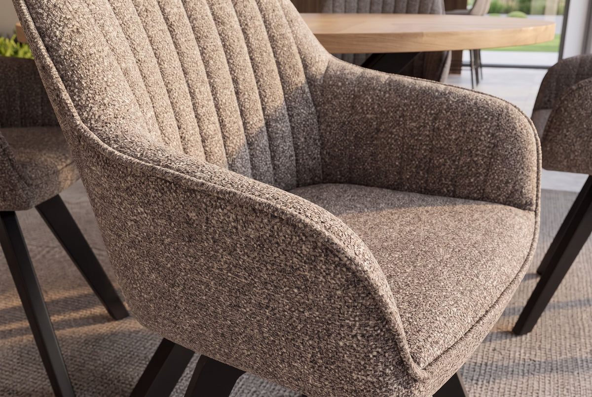 Swivel chair LIVORNO 180° auto-return w/armrests microfibre taupe