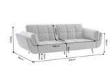 Schlafsofa BOUTIQUE 215cm mit Armlehnen Samt grau